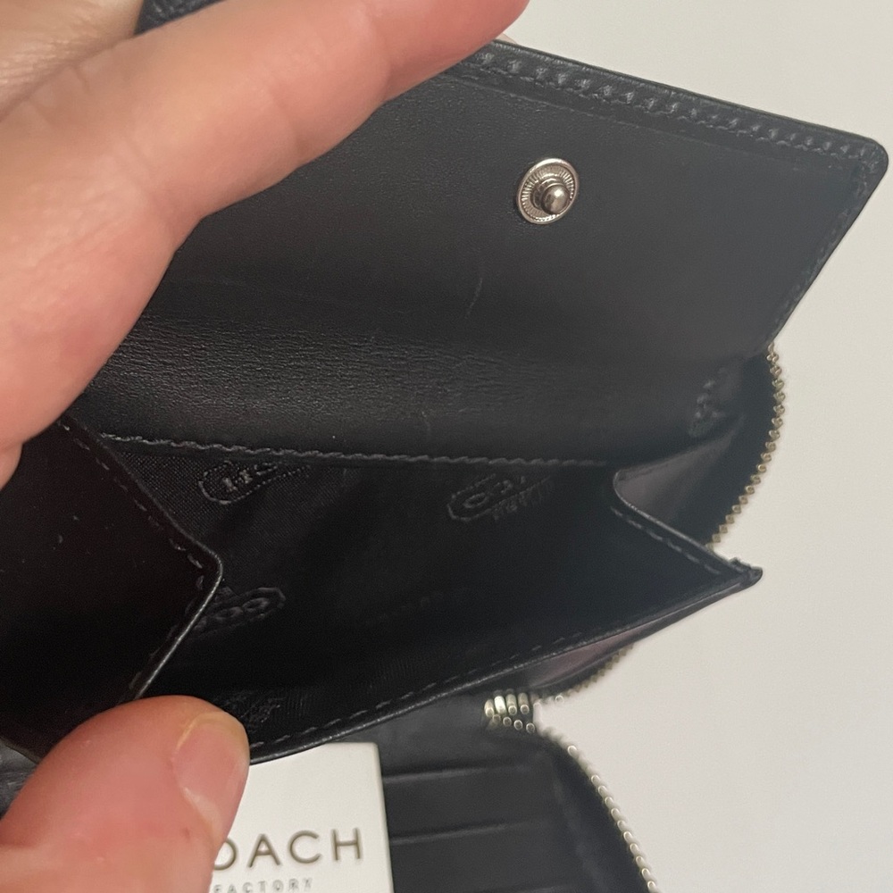 Coach Black Leatherware Card Zip Around Around Texttured Leather New - Picture 7 of 7